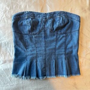 Free People Better Days Tube Top Denim Bandeau Corset Top